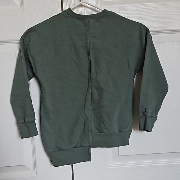 Spark Girl's Asymmetric Hem Long Sleeves Sweater Green/ Pink Size 8 - Picture 4 of 16